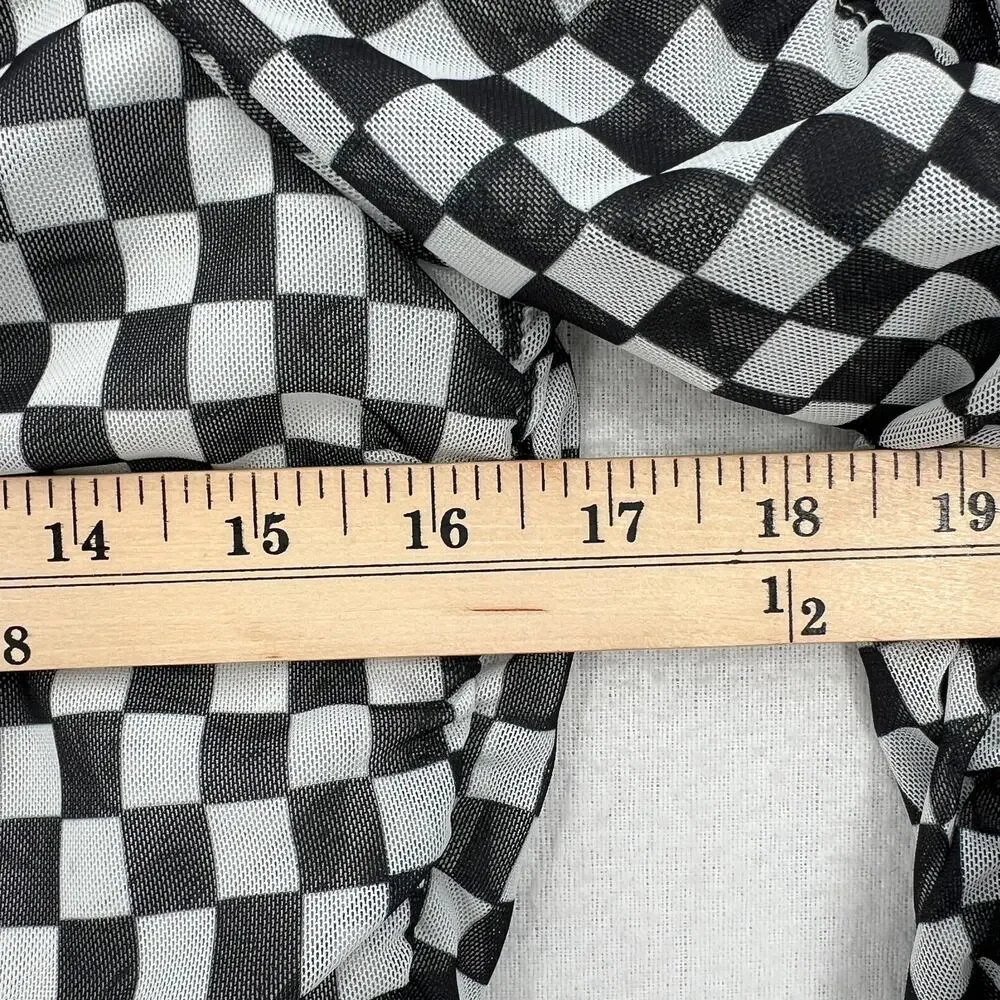 BAUM UND PFERDGARTEN Joselle Mesh Top Womens Medium Black White Check Stretch - Picture 15 of 16